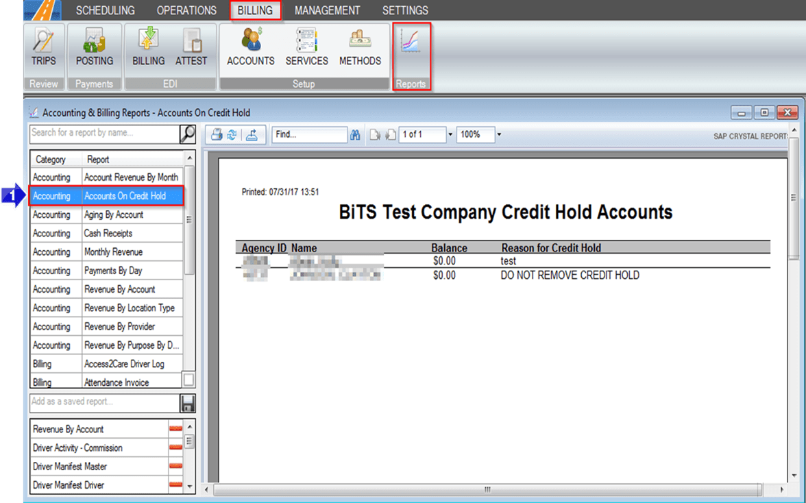 Accounts on Credit Hold